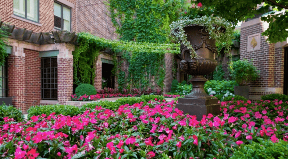 Washington DC hotel landscape maintained by landscaping crew
