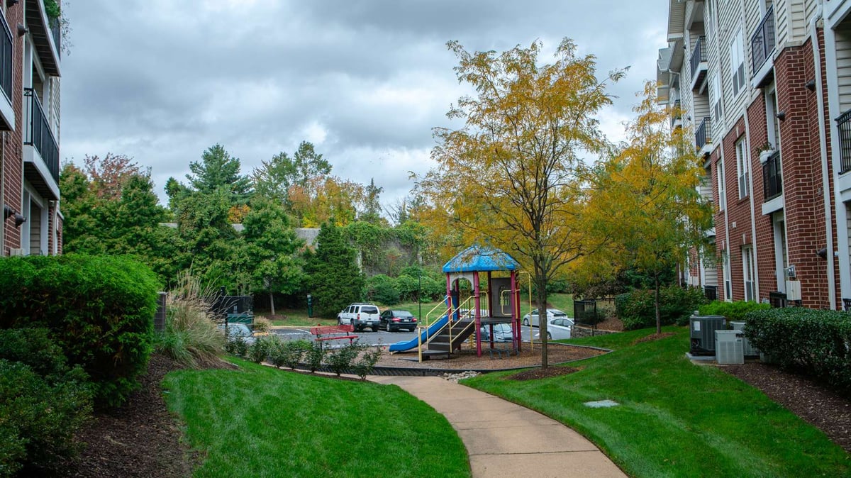 playground and neat landscape at hoa
