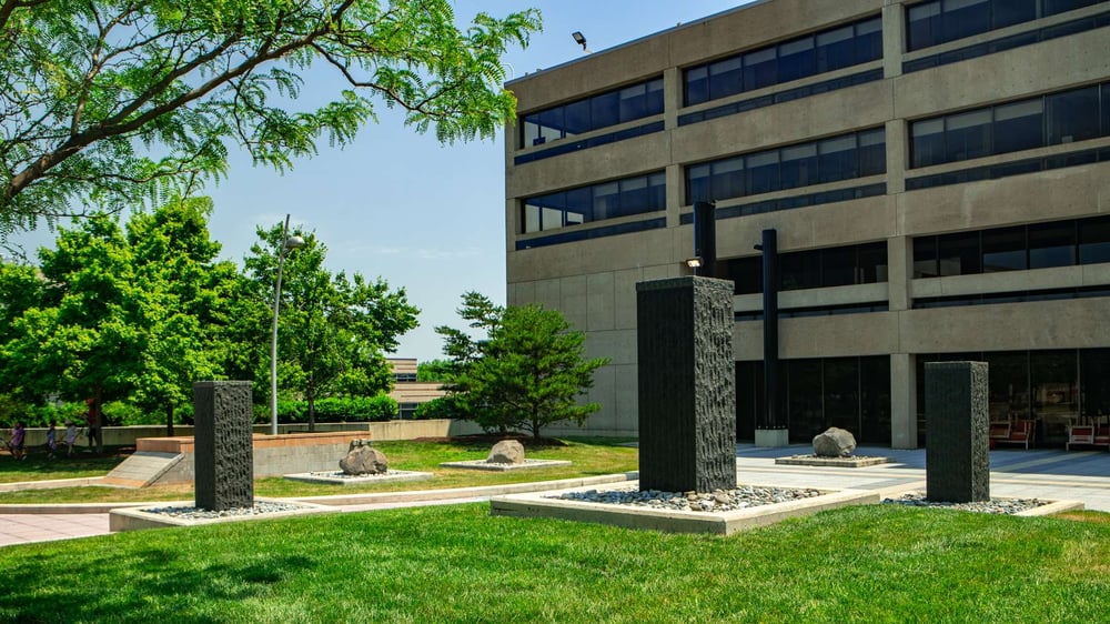 Howard University Hospital landscaping pillars and trees