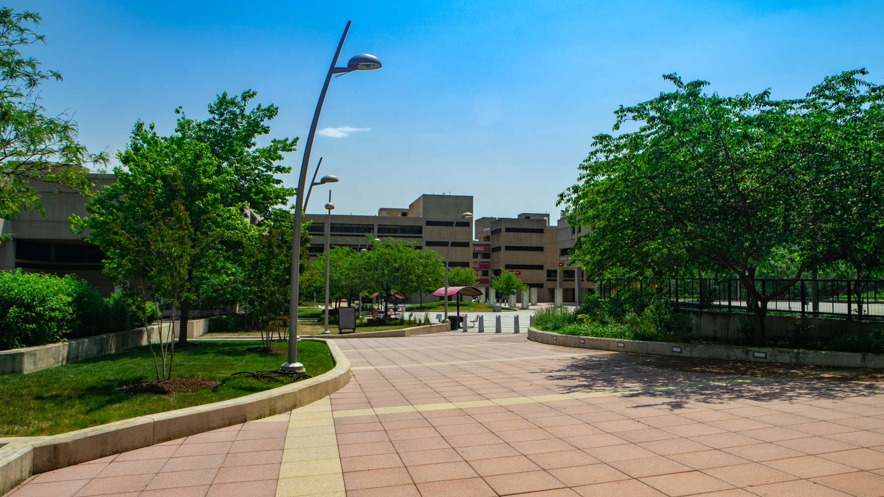 Hospital landscape and walkway at Howard University Hospital