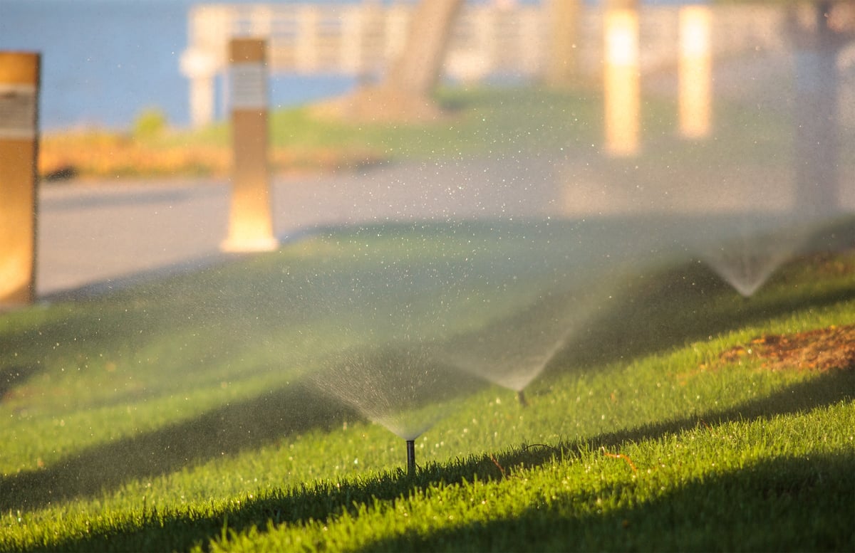 commercial irrigation system waters grass